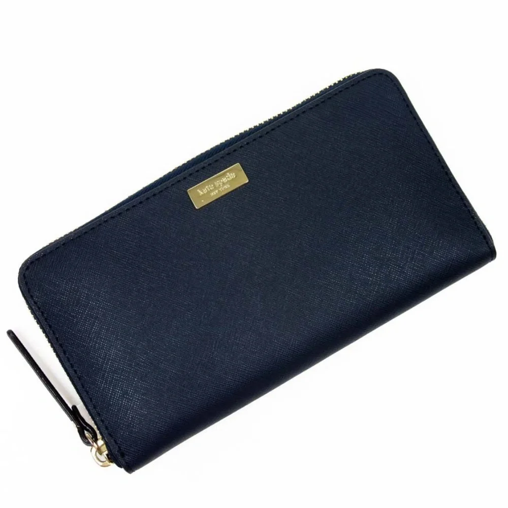 New Kate Spade navy blue leather zip wallet